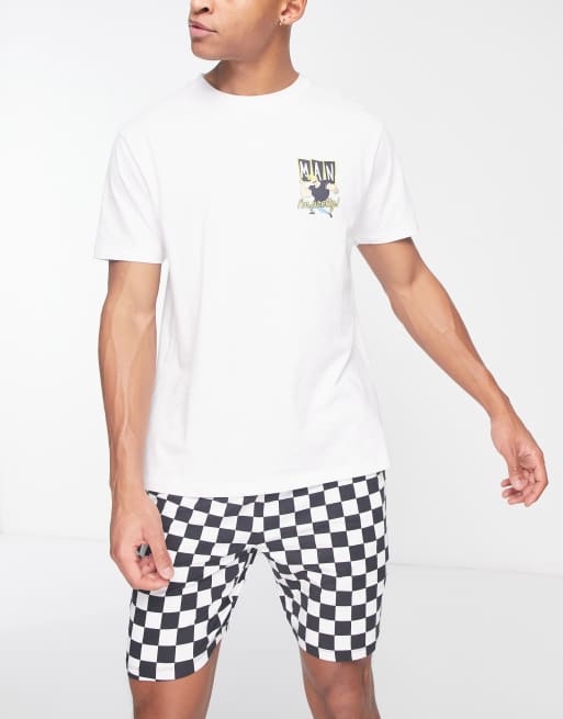 Johnny Bravo - Korte pyjamaset met dambordmotief in zwart en wit