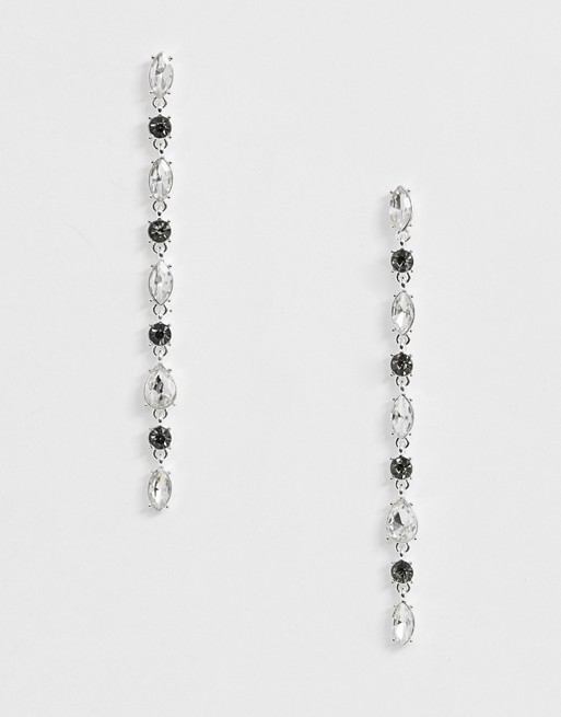 Johnny Loves Rosie jewel drop earrings in silver crystal