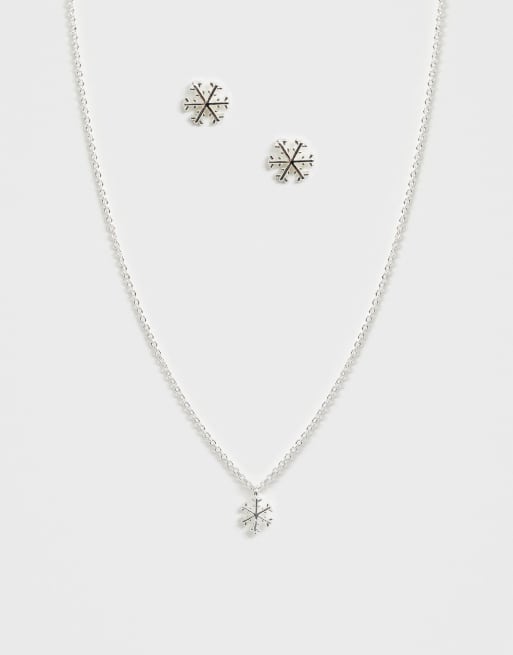 Johnny Loves Rosie - Kerstmis - Cadeauset met ketting en oorbellen met sneeuwvlok