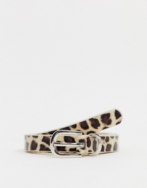 Johnny Loves Rosie Leopard print belt with buckle in gold