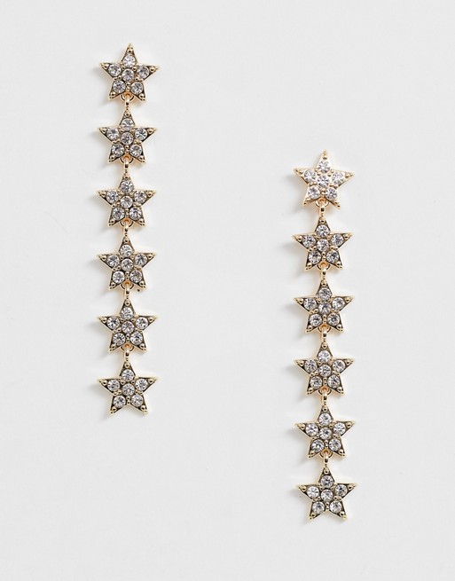 Johnny Loves Rosie multi star jewel drop earrings in gold