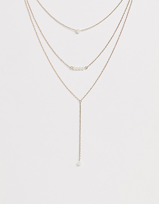 Johnny Loves Rosie triple layered necklace in gold
