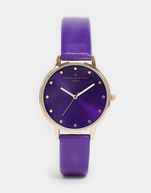 Johnny Loves Rosie watch with purple dial