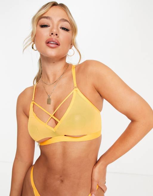 ASOS DESIGN Maddy clean mesh soft bra in bright lime