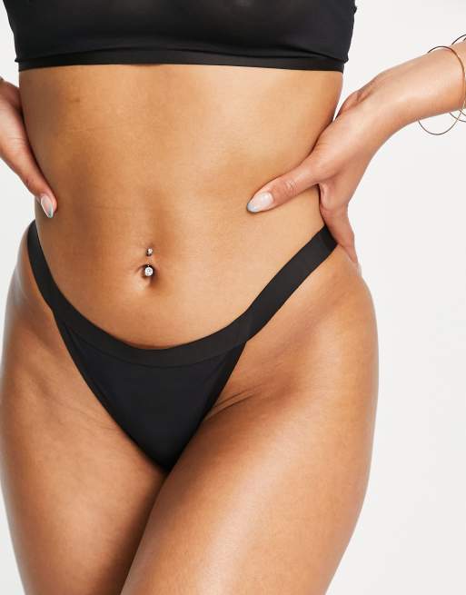 Jojoe – Netzstoff-Tanga aus Nylonmix in Schwarz mit Gitterdesign - BLACK