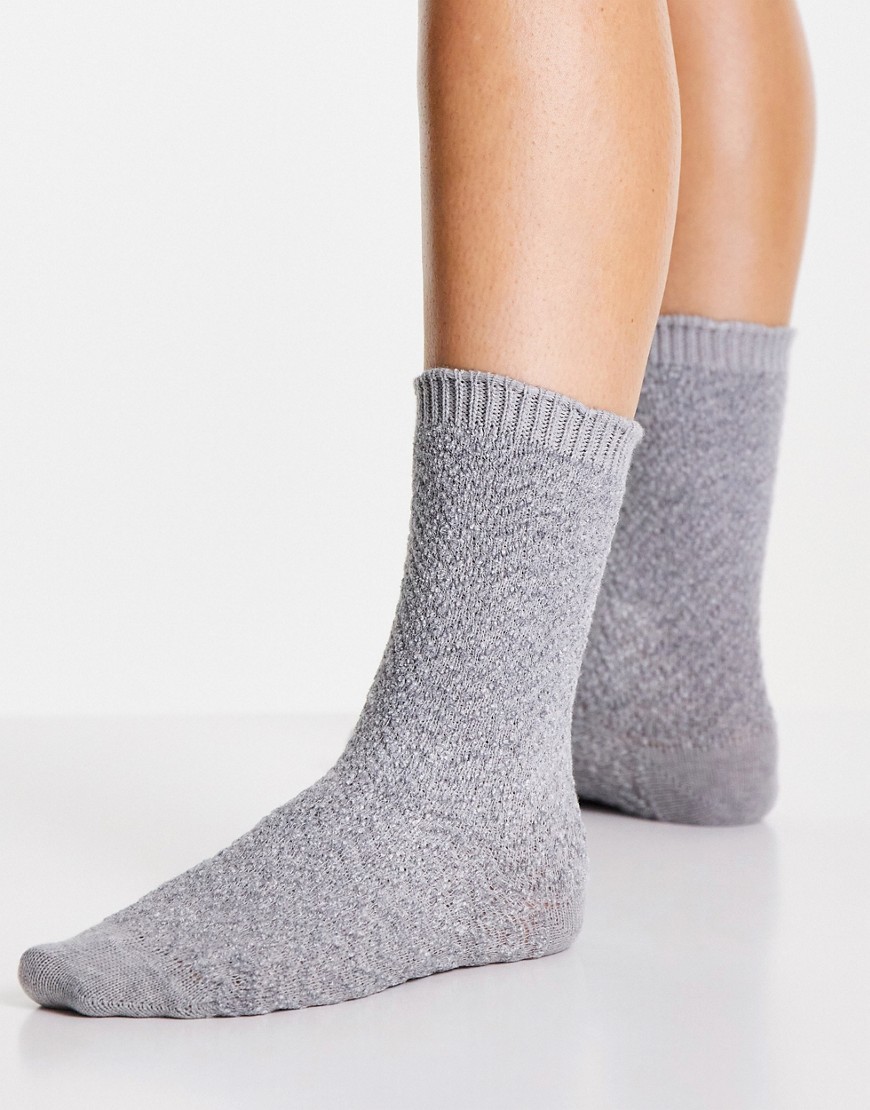Jonathan Aston cozy chenille sock in heather gray-Grey