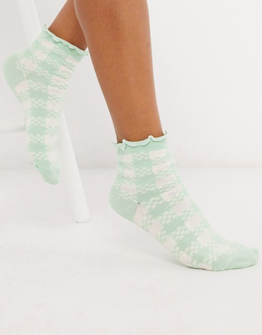 Jonathan Aston Exclusive large scale gingham sock in mint
