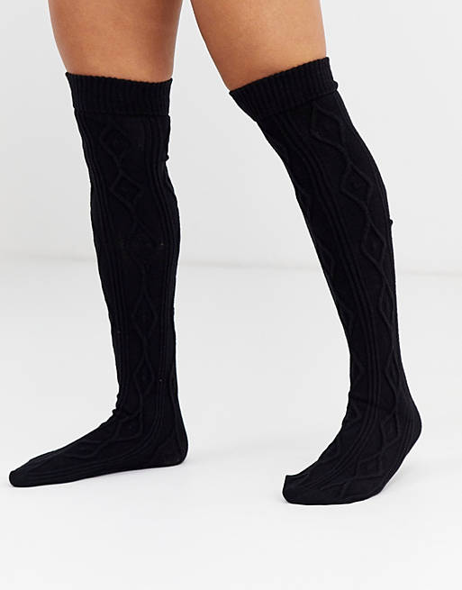 Hav Lagring Awakening Jonathan Aston - overknee sokker i tykt sort strik | ASOS