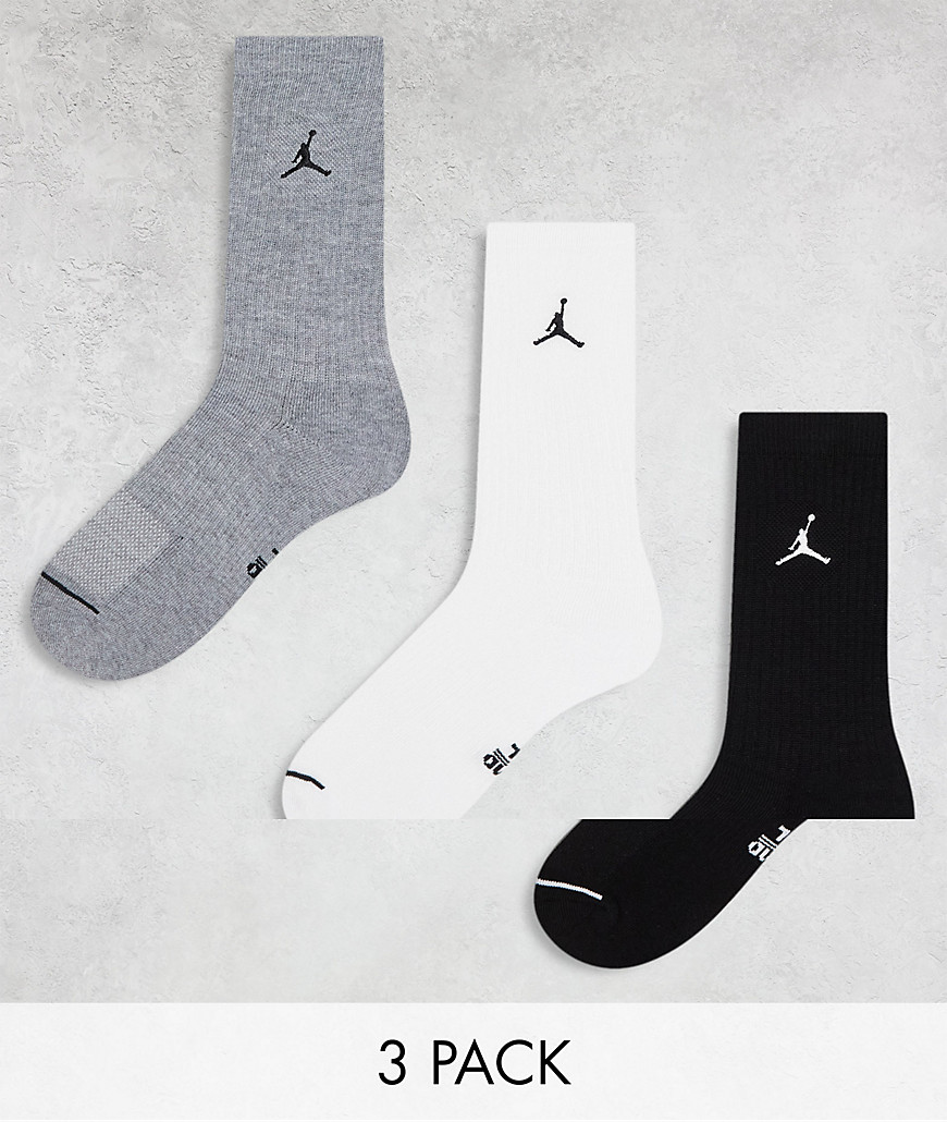 Jordan 3 pack everyday cushion socks in grey multi