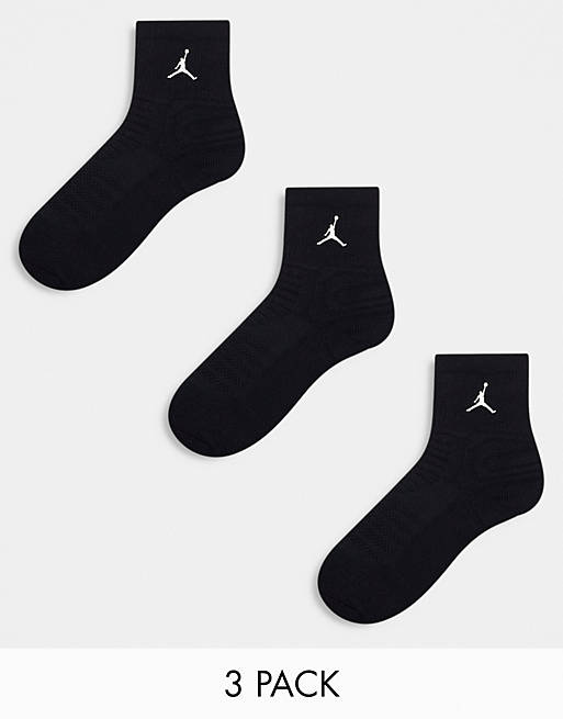 Jordan 3 pack flight quarter 2.0 socks in black | ASOS