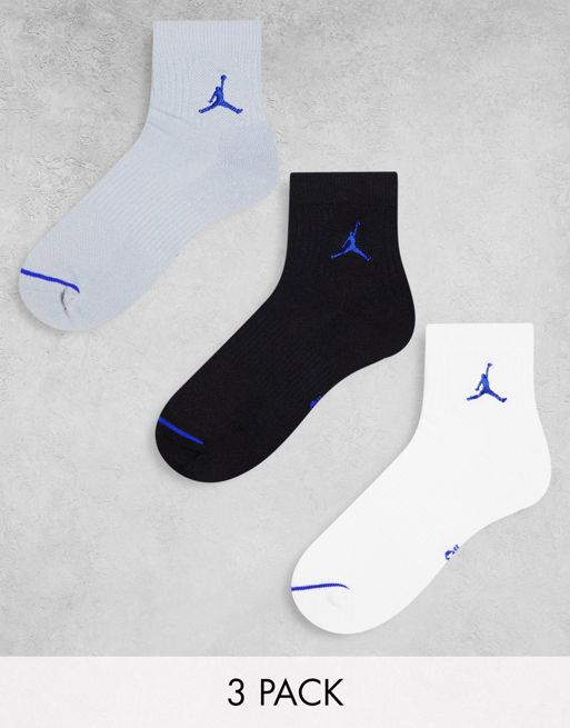 Jordan 3 pack socks in black/white/grey with navy logo | ASOS