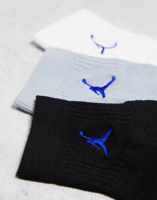 Jordan 3 pack socks in black/white/grey with navy logo, 4 of 4