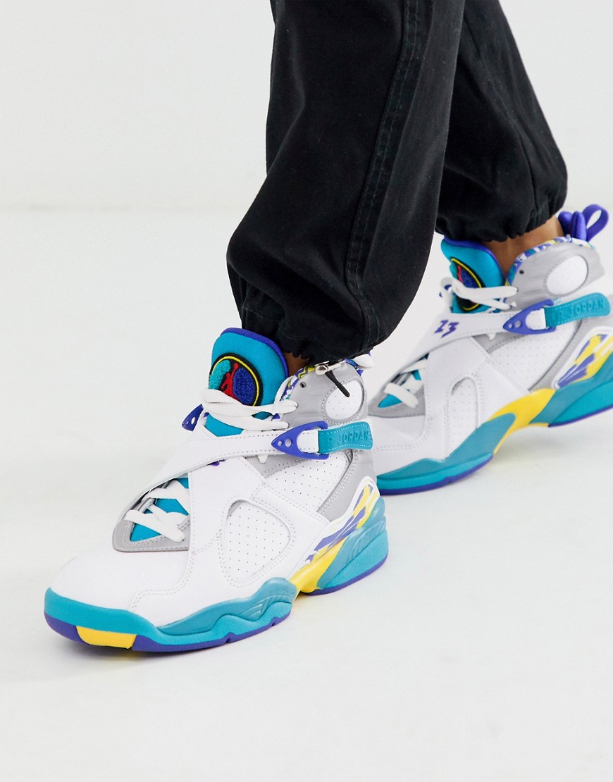 Jordan 8 multifarvede retro sneakers fra Nike-Hvid