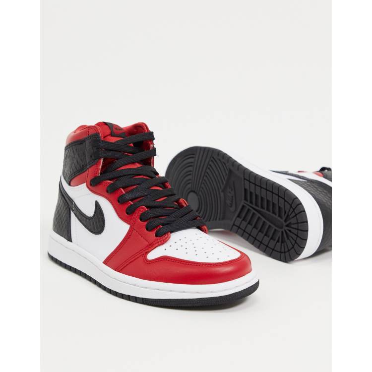 Jordan Air 1 High OG red and black snakeskin trainers ASOS