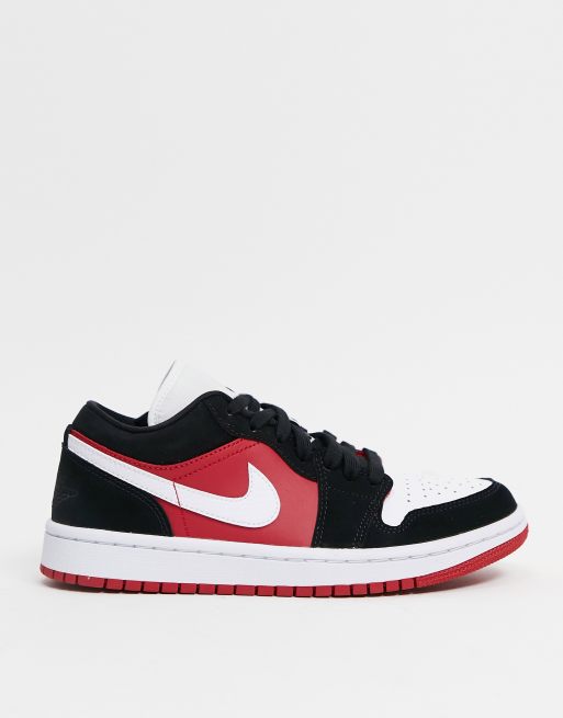 Jordan Air 1 Low trainers in red black and white ASOS