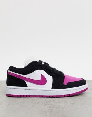 nike air jordan 1 low white pink and black trainers