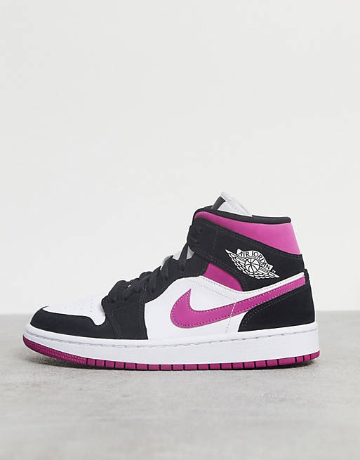 Jordan - Air 1 Mid - Sneakers bianche rosa e nere معنى نودلز