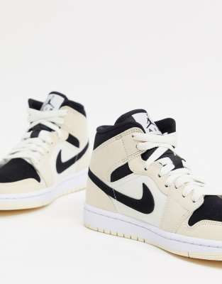 black and cream jordan 1s