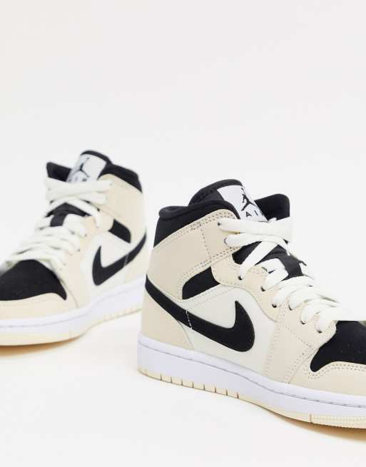 Jordan Air 1 Mid trainers in cream and black ASOS