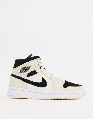 black and cream jordan 1s