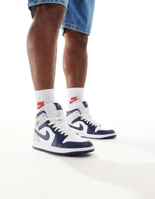  Air 1 mid trainers  and navy