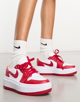 Air Jordan 1 Elelvate low trainers in white and fire red - ASOS Price Checker