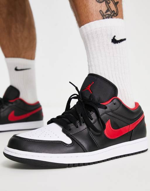 Jordan AJ 1 Low Sneaker in Schwarz und Rot ASOS