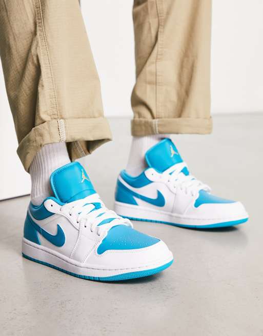 Jordan AJ 1 Low trainers in white and blue | ASOS