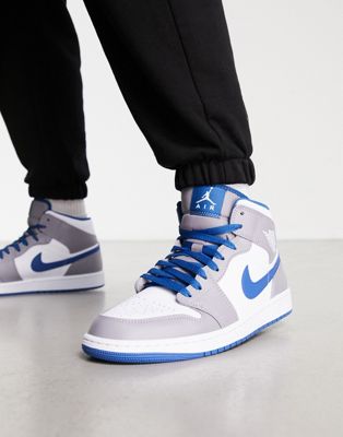 Jordan AJ 1 Mid trainers in blue and grey