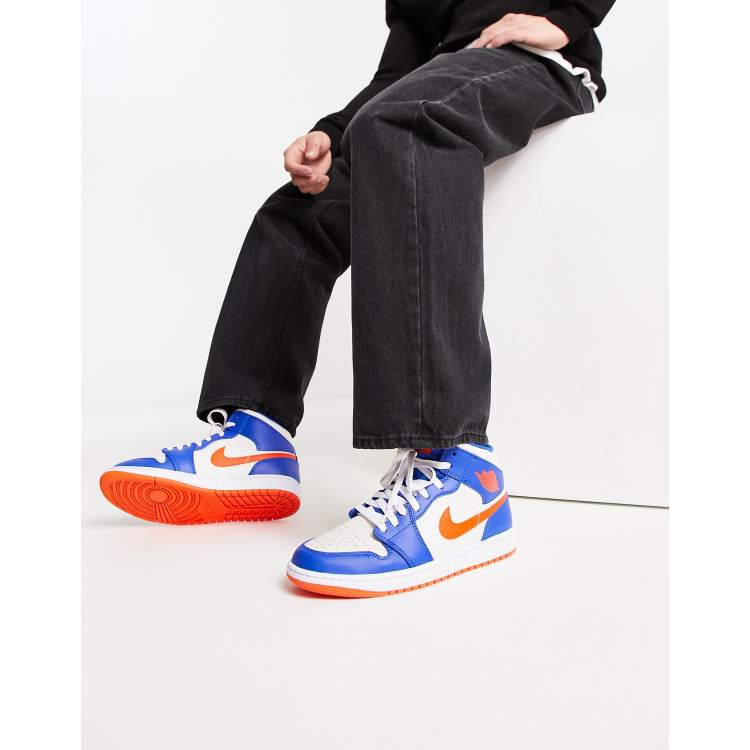 Jordan AJ 1 Mid trainers in blue and orange