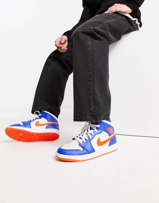 Jordan AJ 1 Mid trainers in blue and orange