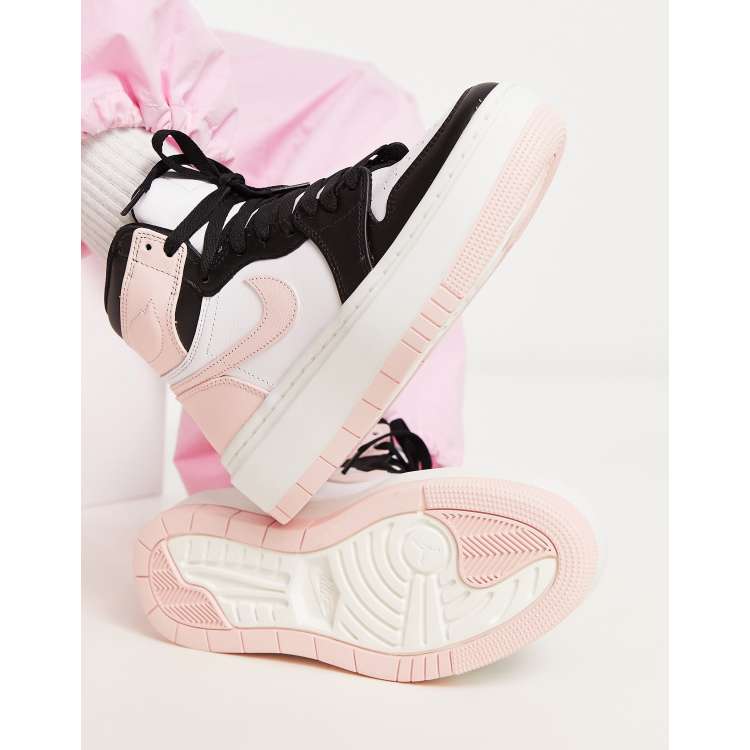 Jordan AJ1 Elevate platform trainers in atmosphere pink and black