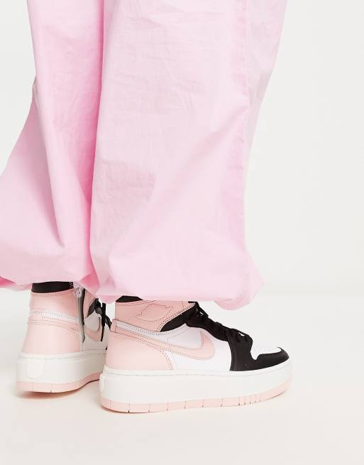 Jordan AJ1 Elevate platform trainers in atmosphere pink and black