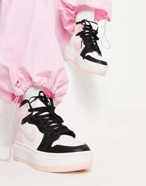 Jordan AJ1 Elevate platform trainers in atmosphere pink and black