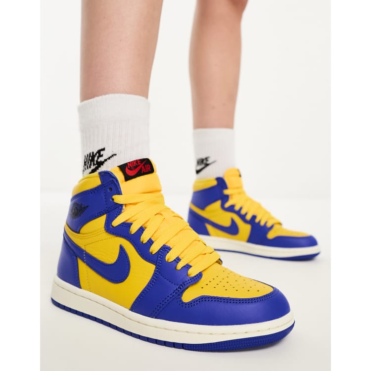 Blue and store yellow high tops