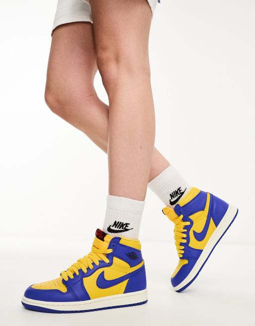 Black blue and yellow cheap jordans