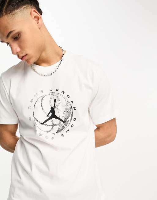 Jordan – Biały sportowy T-shirt z nadrukiem na plecach