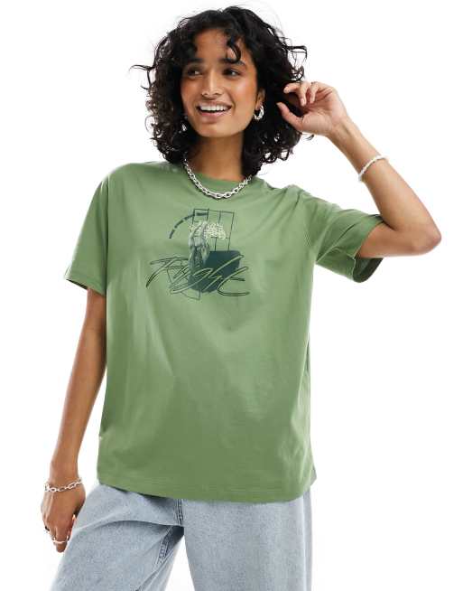 Jordan - Boxy T-shirt met grafische print in olijfgroen, 2 van 4