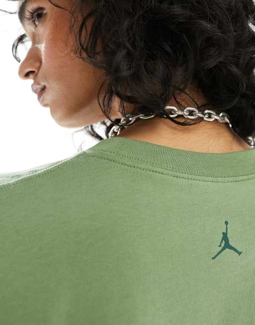 Jordan - Boxy T-shirt met grafische print in olijfgroen, 4 van 4
