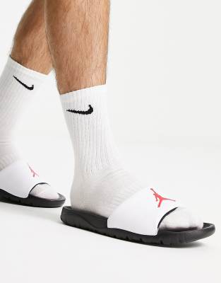 Jordan - Break - Sliders bianche e rosse ASOS