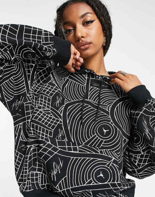 Jordan Brooklyn AOP fleece hoodie in black | ASOS