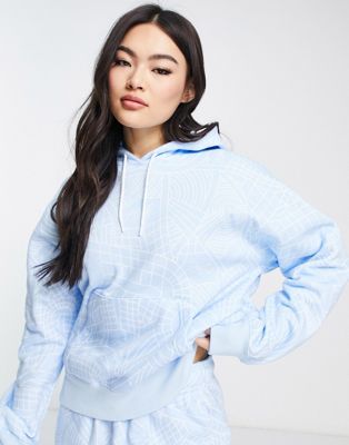 Jordan Brooklyn AOP fleece hoodie in ice blue