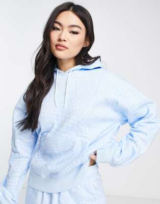 Jordan Brooklyn AOP fleece hoodie in ice blue - ASOS Price Checker