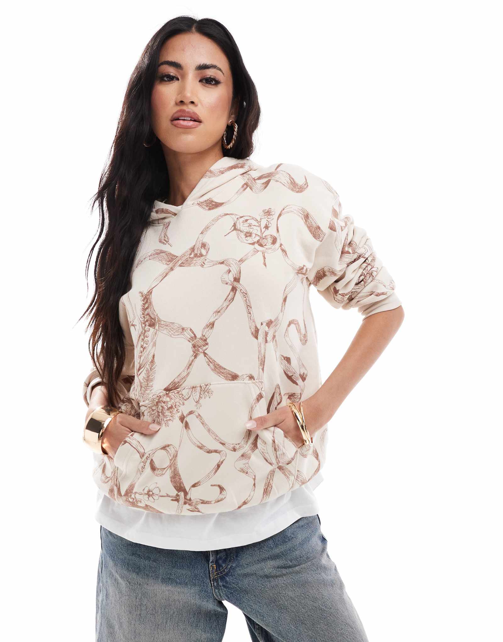 Толстовка с принтом из флиса Jordan Brooklyn коричневого цвета 6990₽