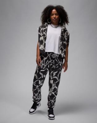 Jordan Brooklyn Fleece All-over Print Sweatpants In Black