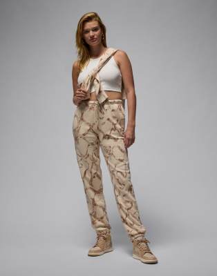 Jordan Brooklyn Fleece All-over Print Sweatpants In Brown