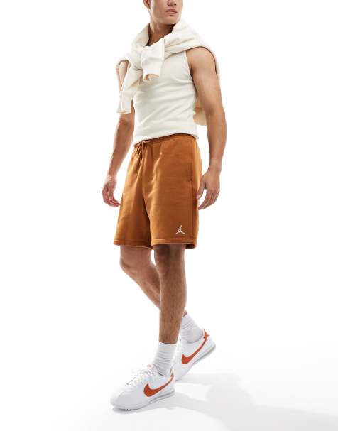 Jordan brooklyn fleece shorts in brown - view 1