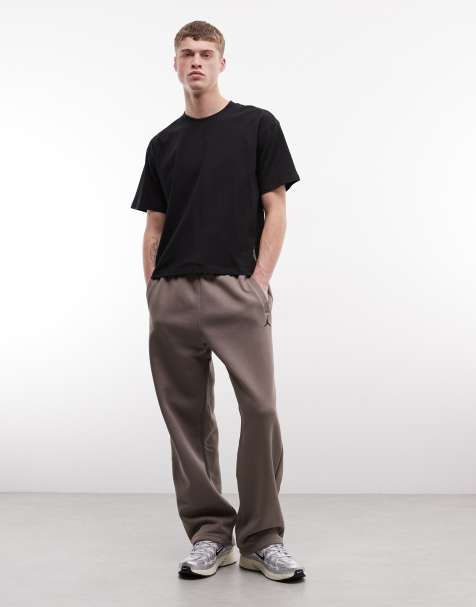 Jordan Brooklyn open hem joggers in dark brown - view 1