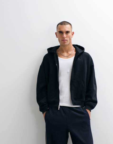 Jordan brystlogo oversized heavyweight hættetrøje med lynlås i sort - view 1