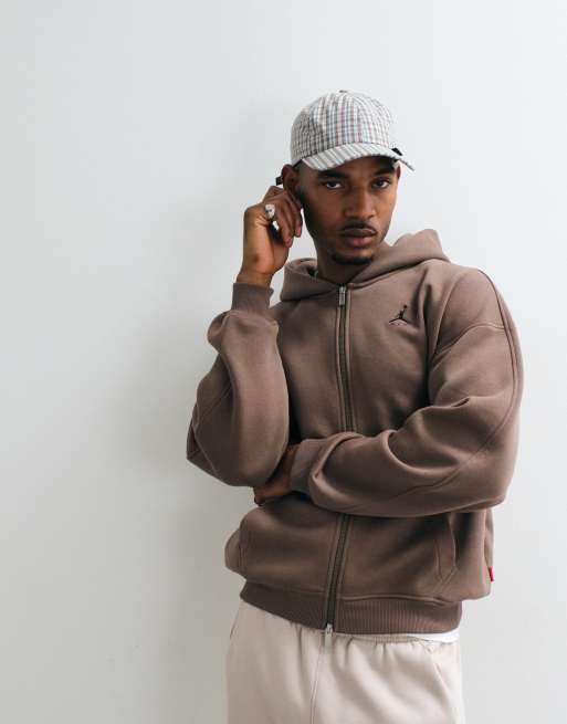 Jordan chest logo oversized heavyweight full zip hoodie in brown, 3 of 5